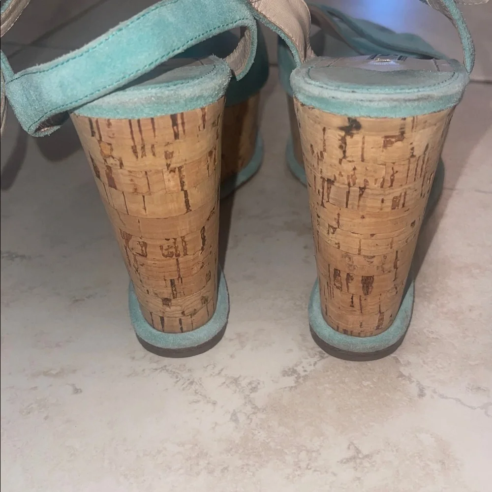 Prada Turquoise Wedge Sandals 39.5